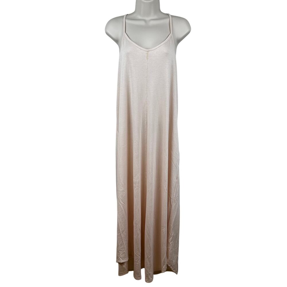 Three Bird Nest Perfection Pocket Maxi Dress Sleeveless Boho Beach Beige Large